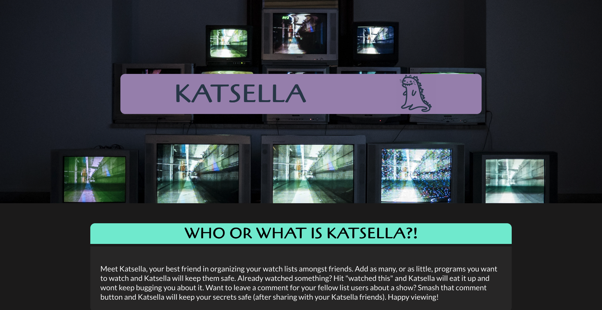 Image shows screen grab of the Katsella social media app landing page